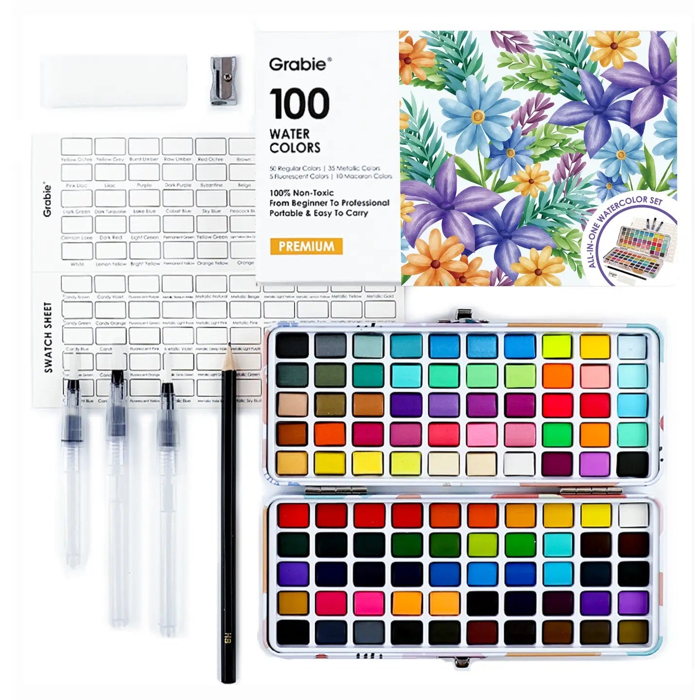Grabie Watercolor Set of 100 with Brushes