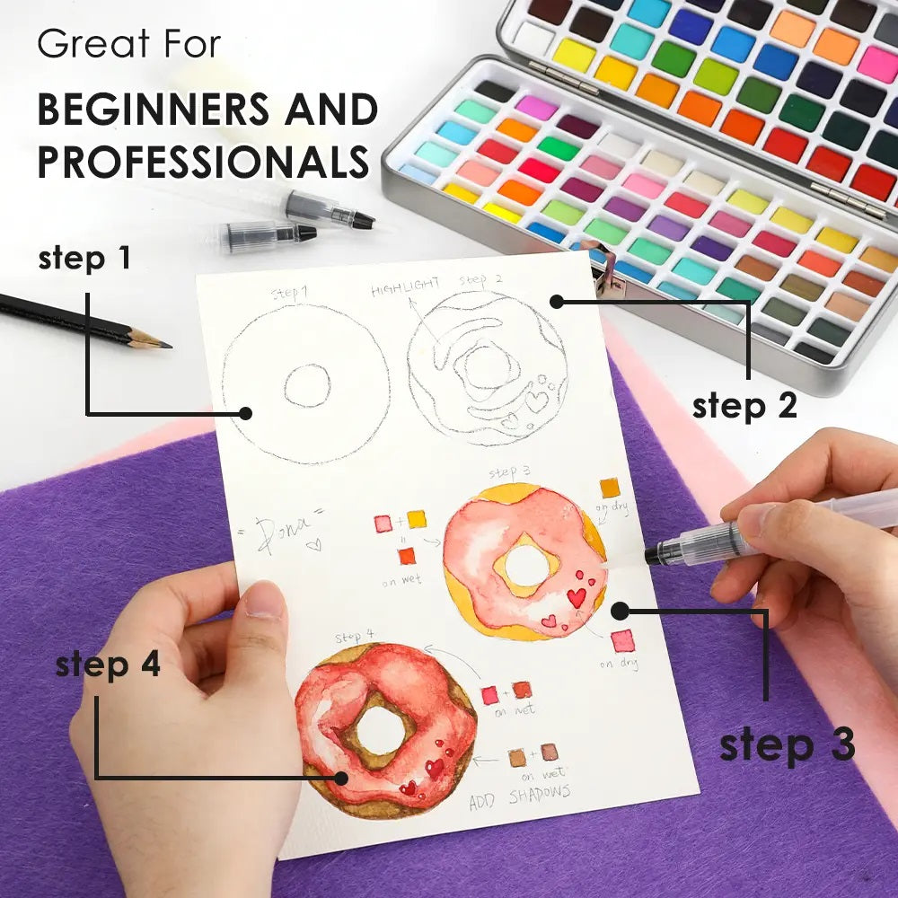 Grabie Watercolor Set of 100 with Brushes