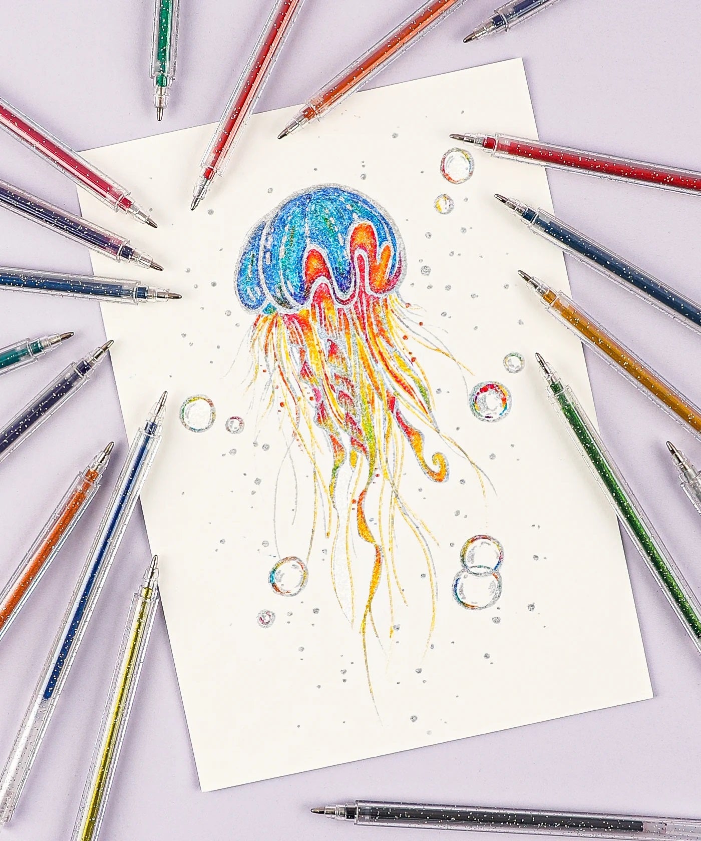 Grabie Capped Iridescent Glitter Gel Ink Pen Set of 18