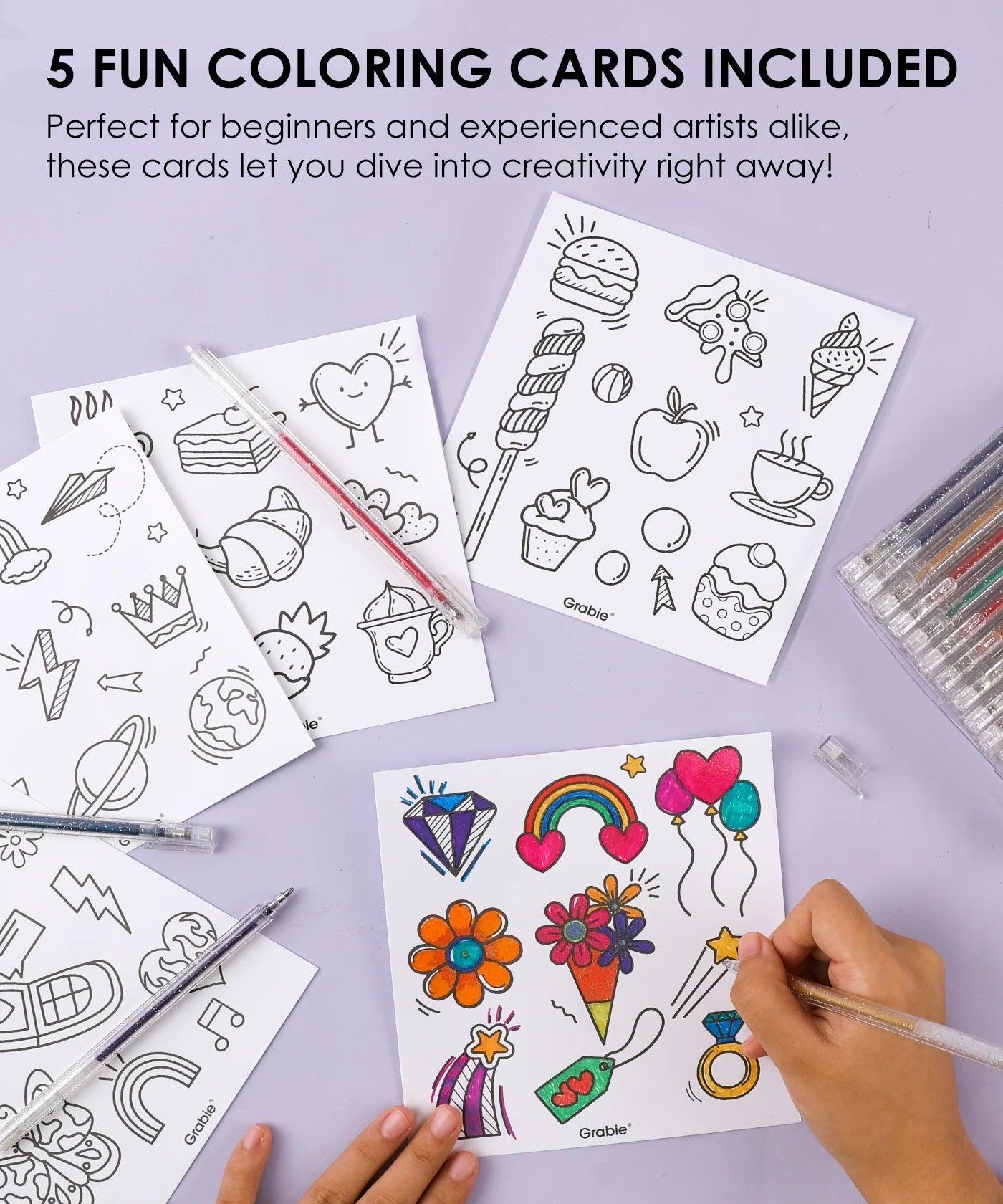 Grabie Capped Iridescent Glitter Gel Ink Pen Set of 18