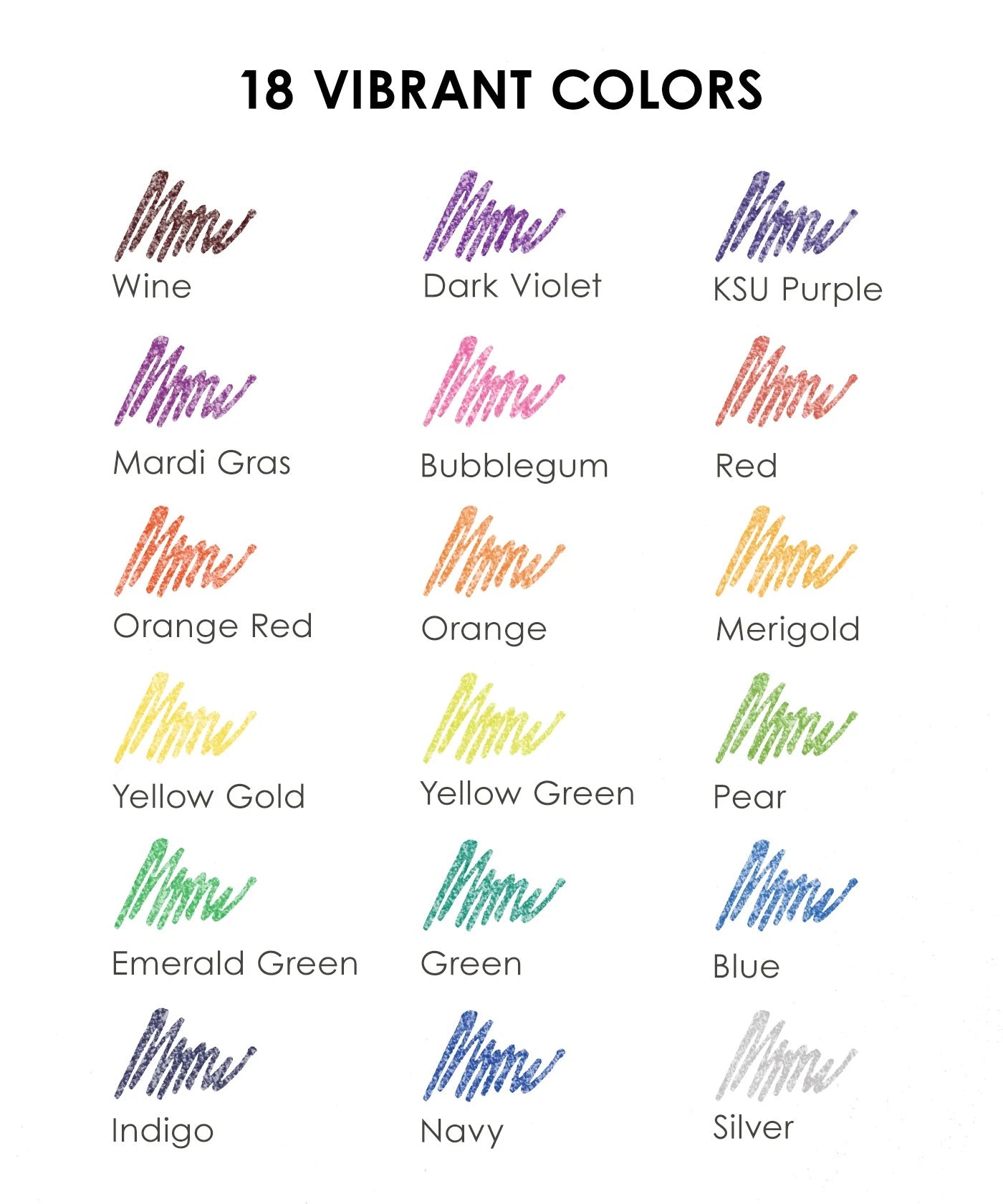 Grabie Capped Iridescent Glitter Gel Ink Pen Set of 18