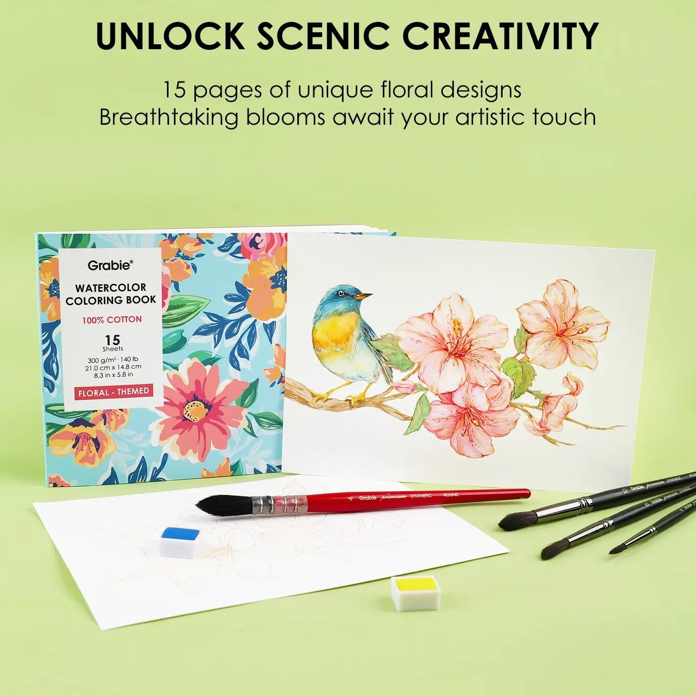 Grabie Watercolor Coloring Club Box Floral Themed