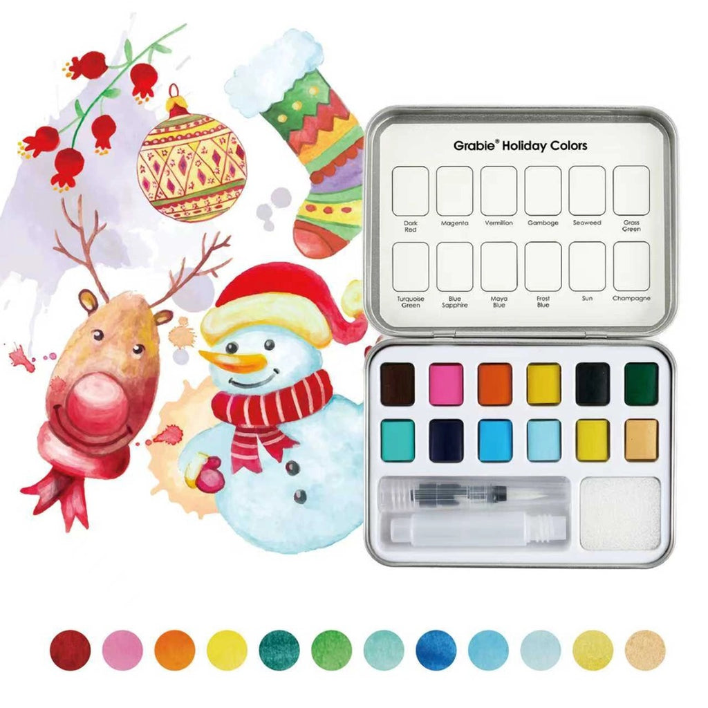Watercolor Pocket Set of 12 with Brush / Click for Selection