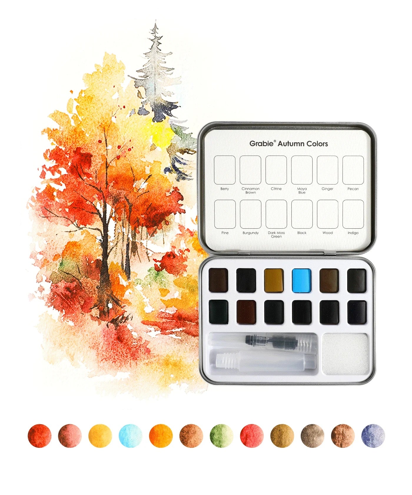 Watercolor Pocket Set of 12 with Brush Autumn