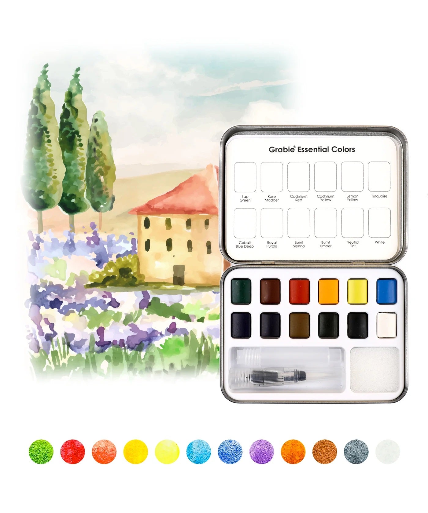 Watercolor Pocket Set of 12 with Brush Essential