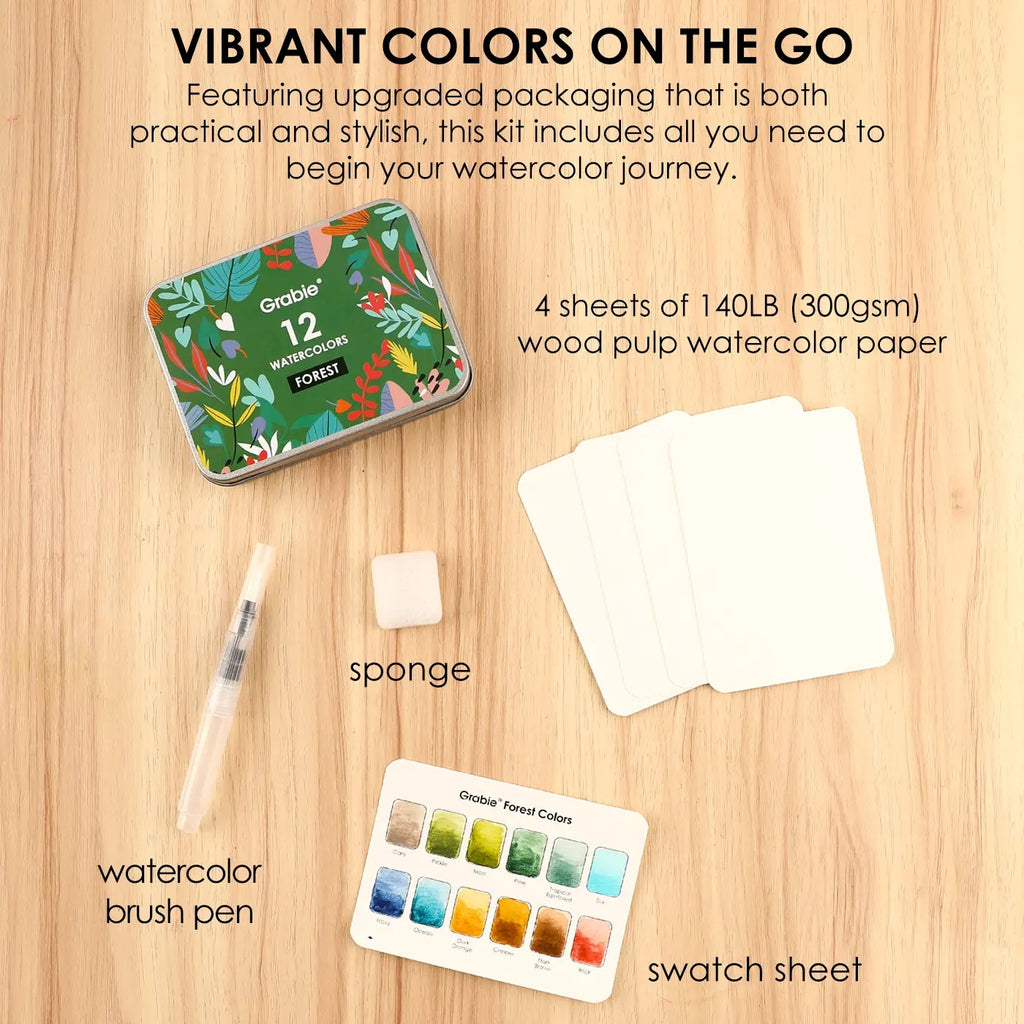 Watercolor Pocket Set of 12 with Brush