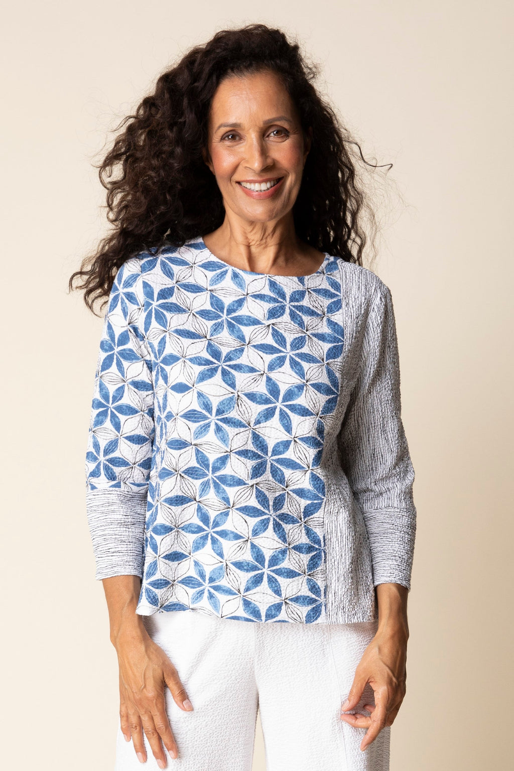 Habitat Amalfi Floral Pullover in Marine