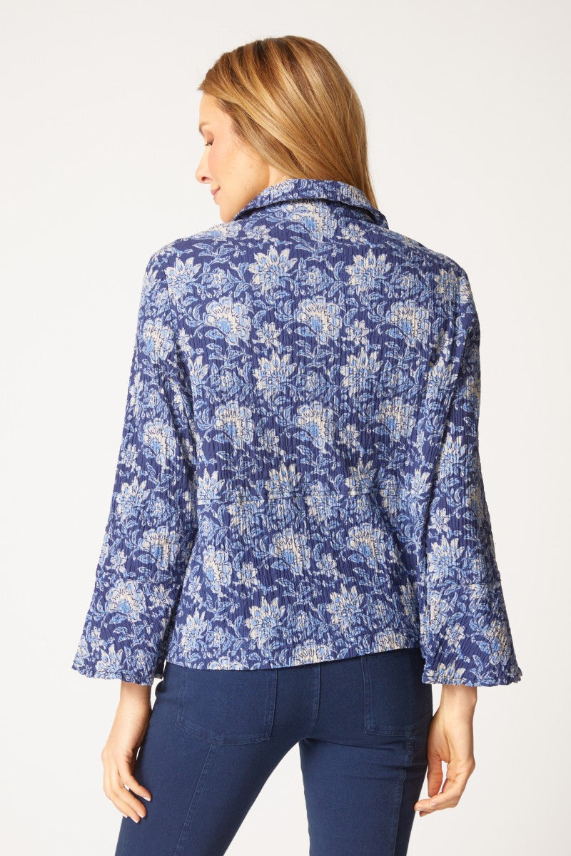 Habitat Batik Floral Flounce Jacket in Ink