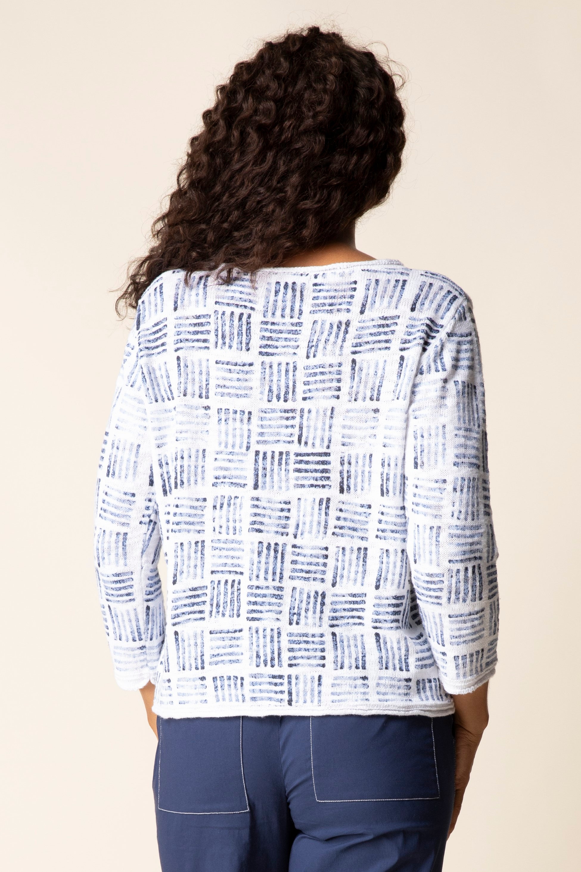 Habitat Block Print Summer Pullover in White