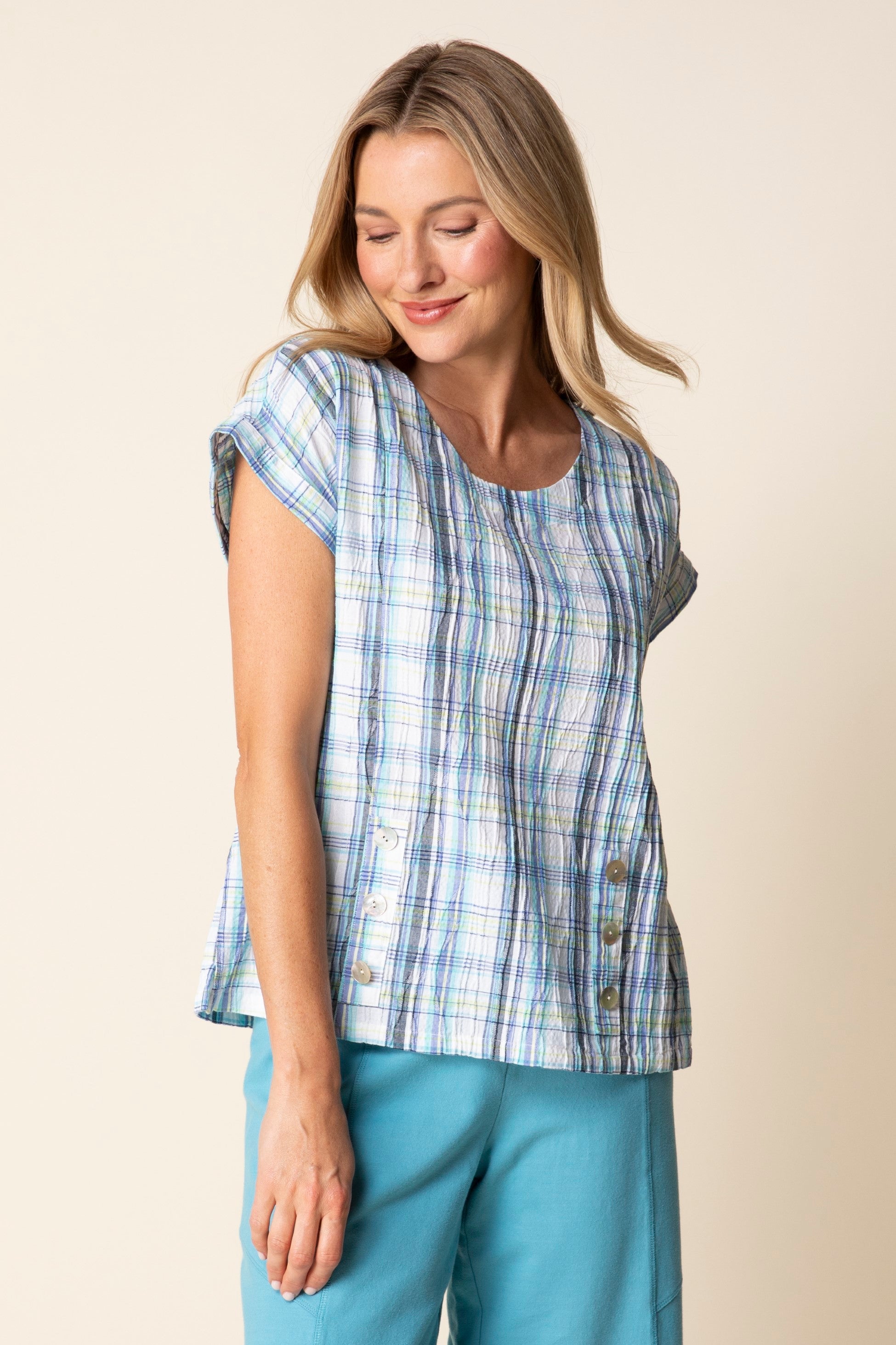Habitat Blurred Plaid Harwich Pullover in Sky