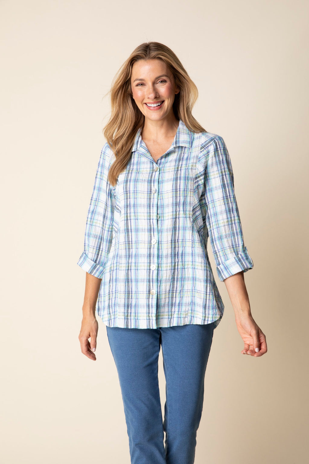 Habitat's Blurred Plaid Tunic in Sky