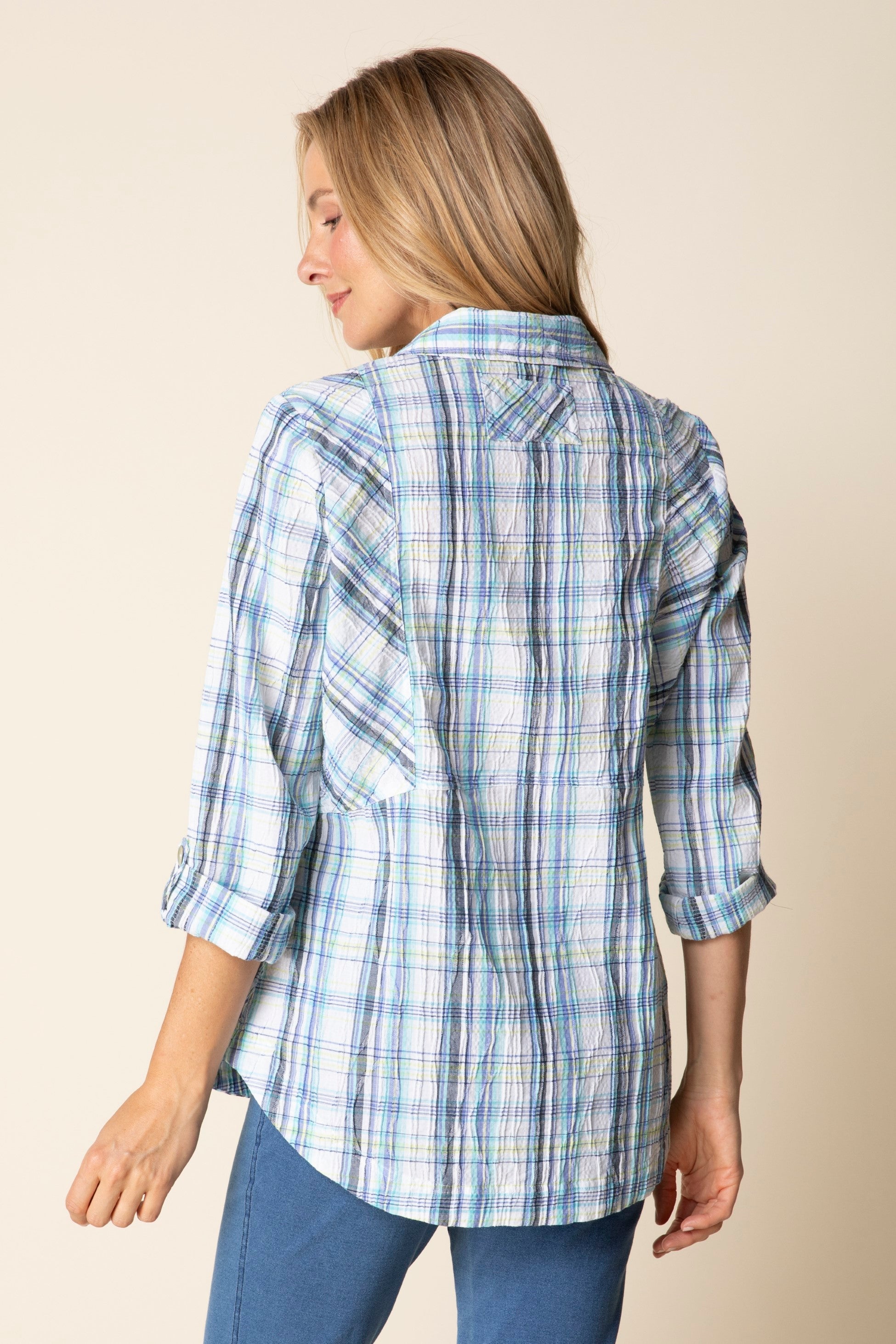 Habitat's Blurred Plaid Tunic in Sky