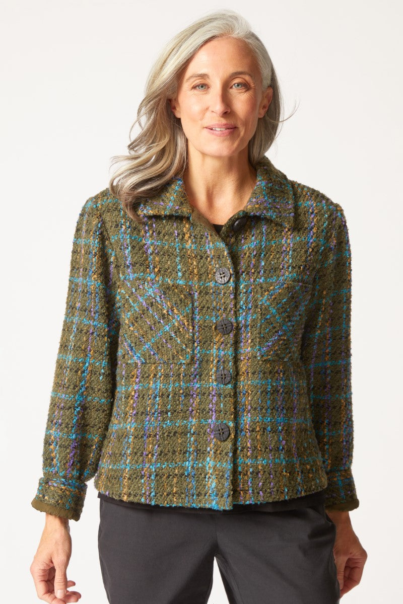 Habitat's Confetti Plaid Shacket in Avocado