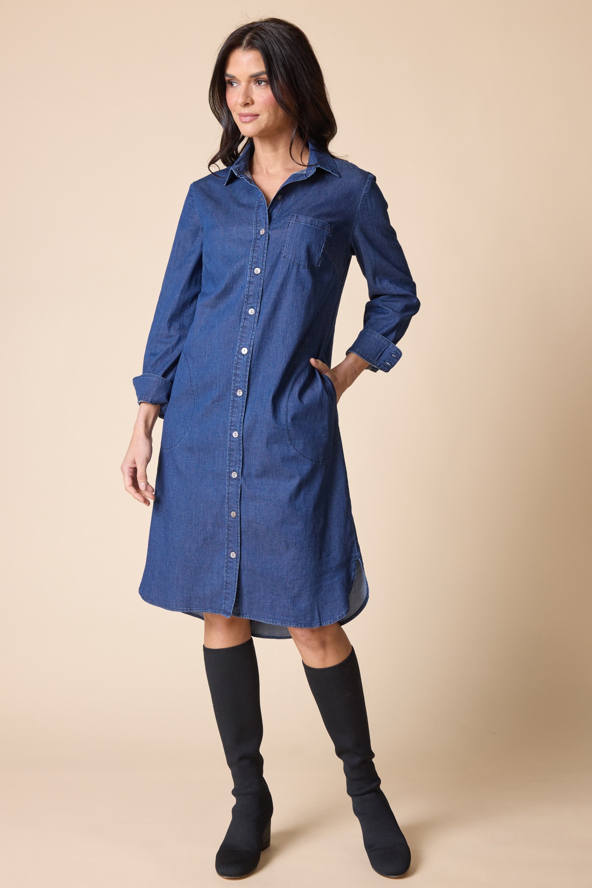 Habitat's Cafe Midi Dress in Dark Denim