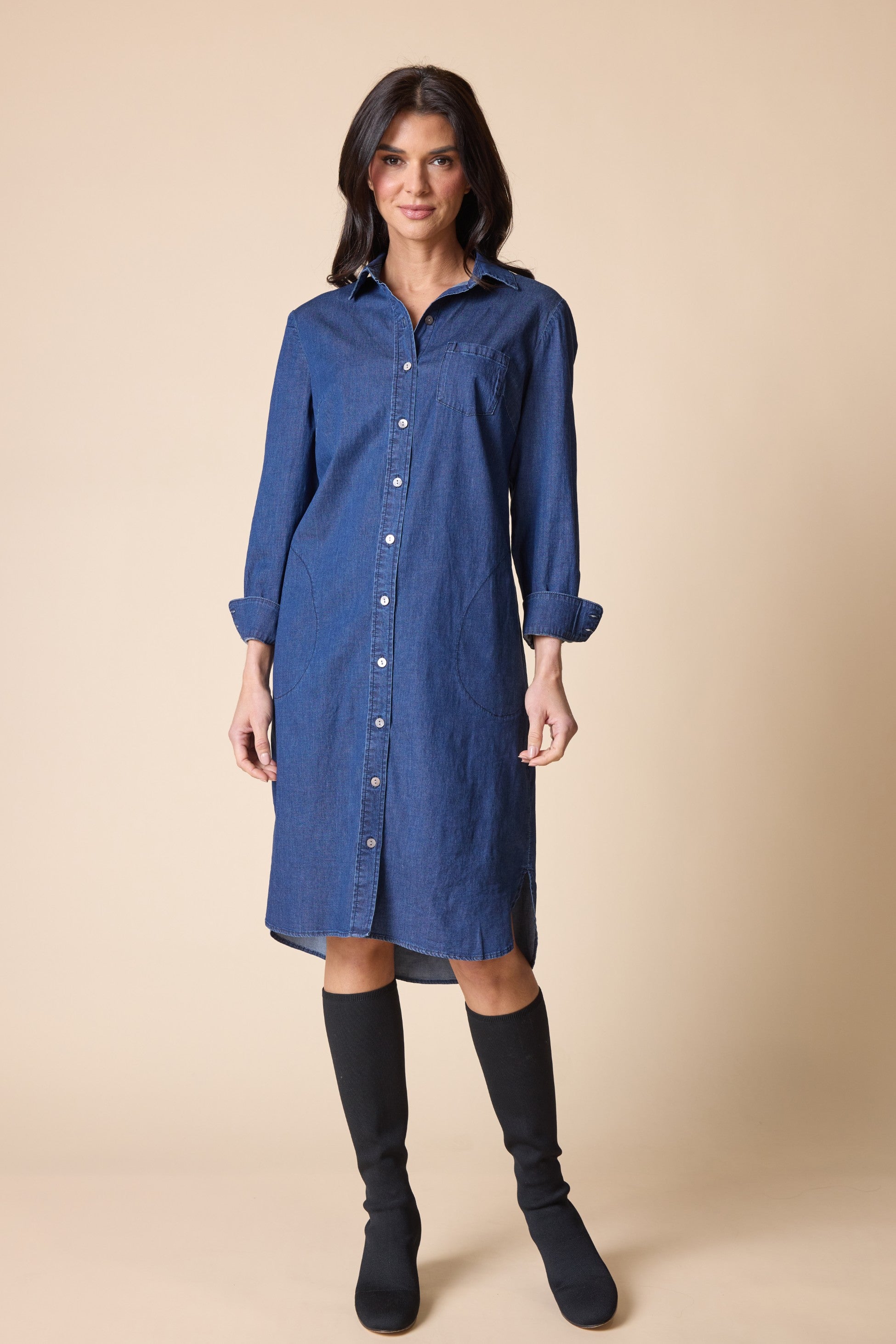 Habitat's Cafe Midi Dress in Dark Denim