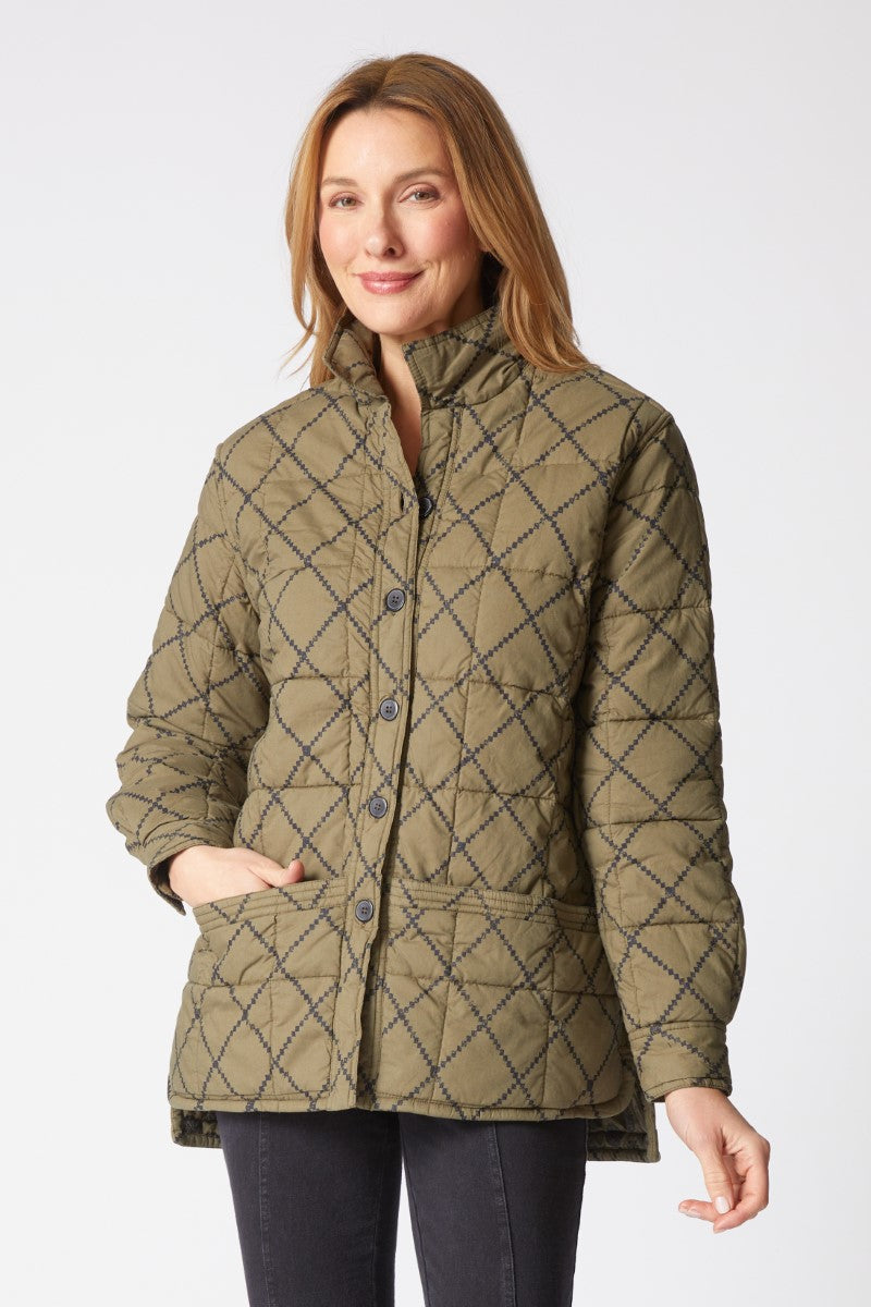 Habitat's Chloe Quilted Shacket in Lichen