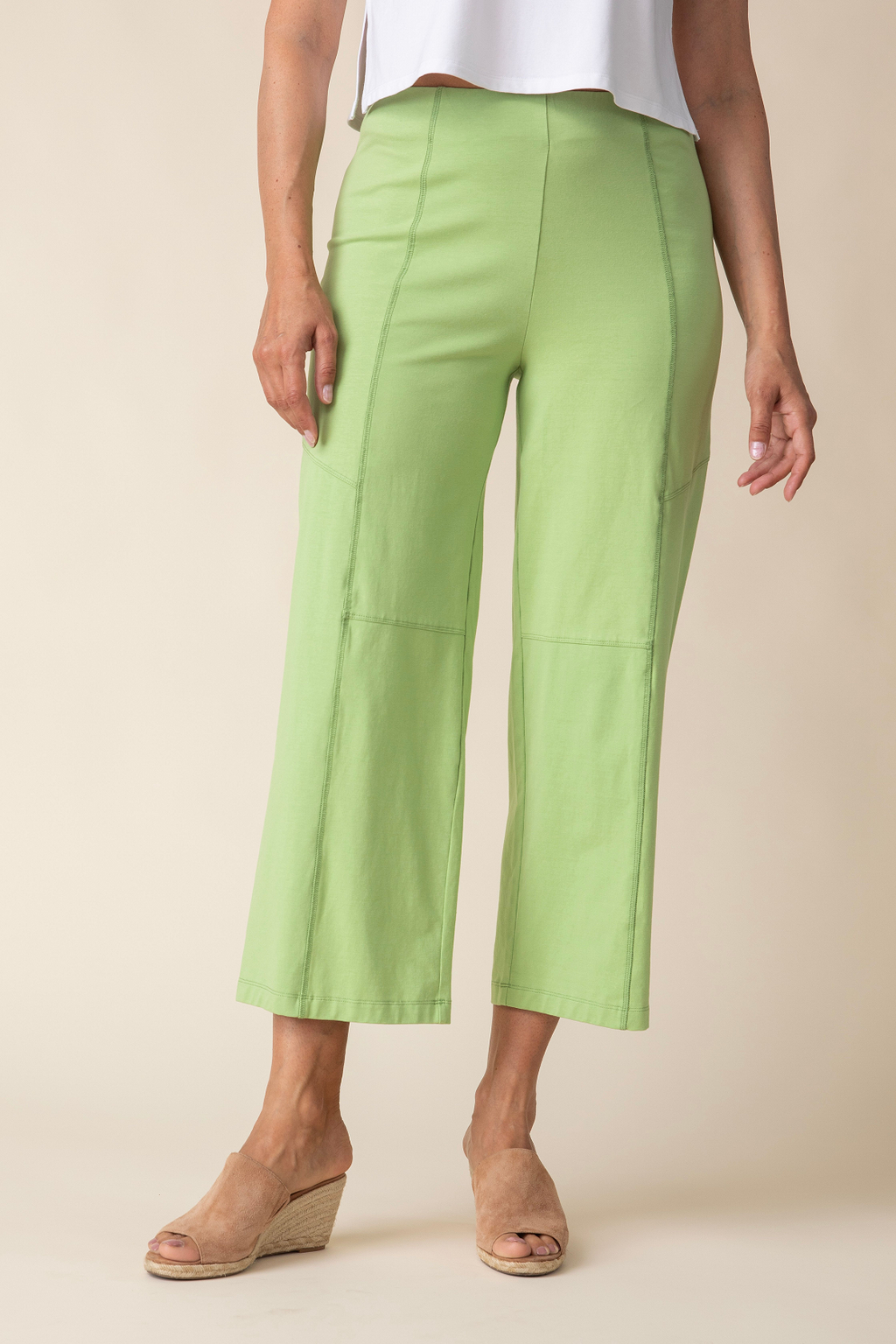  Habitat's Stonewashed Knit Flood Pants in Leaf