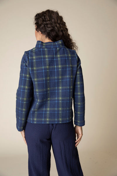 Habitat's Speckle Knit Plaid Pocket Pullover in Navy