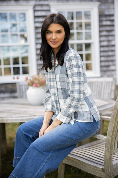 Mixed Plaid Pocket Shirt