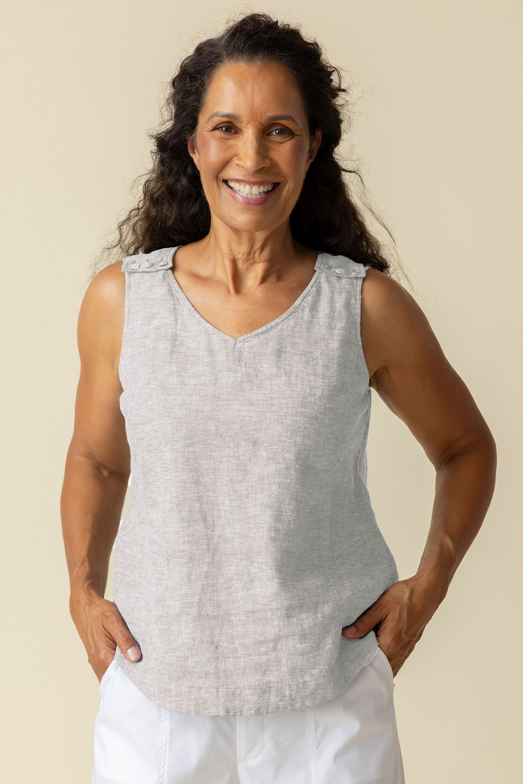 Habitat Clothing Freshen Up Linen Tank in Oatmeal