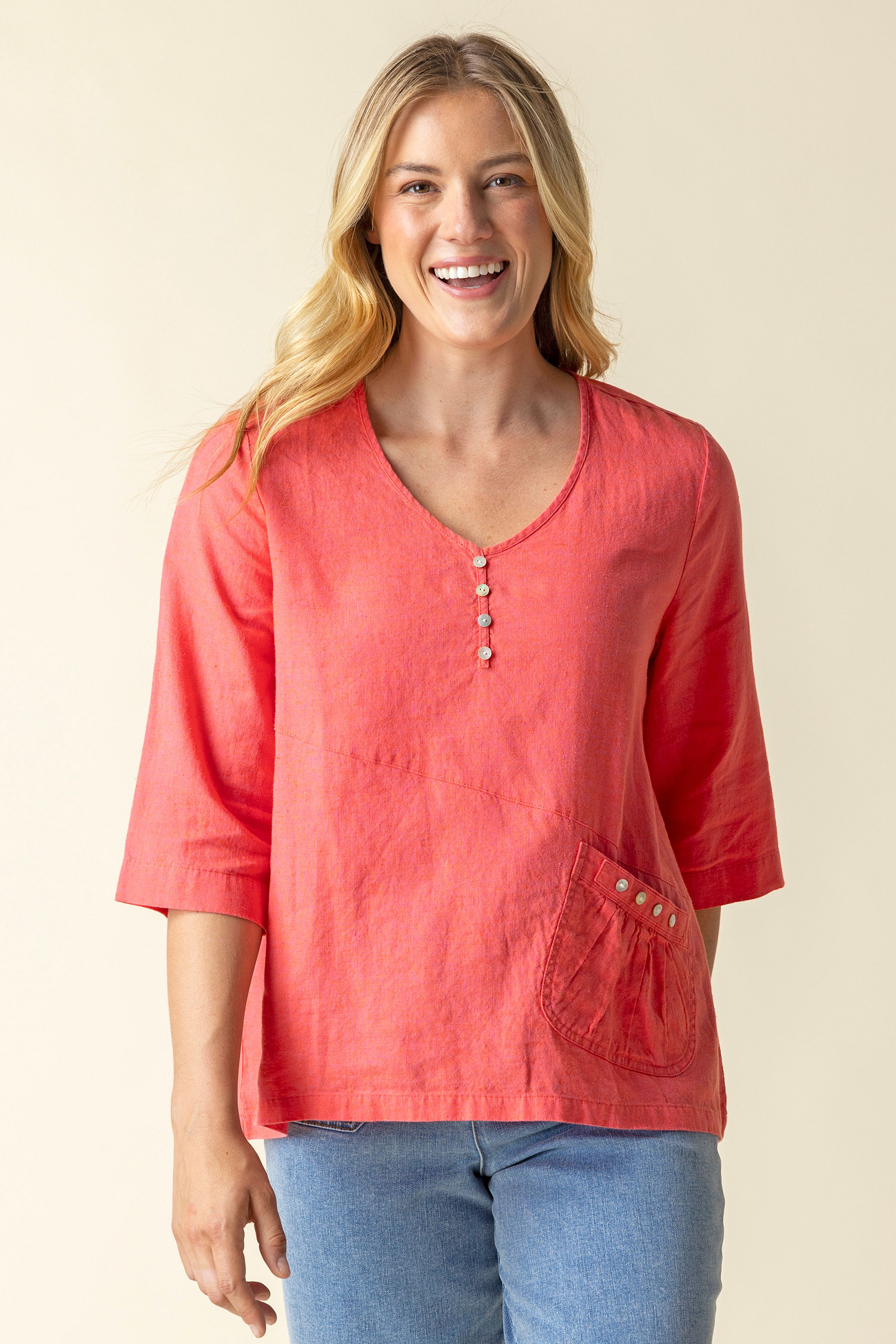 Habitat's Vista Linen Pullover in Papaya