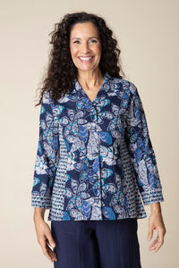 Habitat's Rustling Leaves Princess Seamed Shirt in Navy