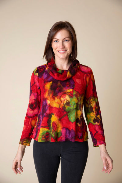 Habitat Clothing's Abstract Floral Easy Cowl Top in Apple