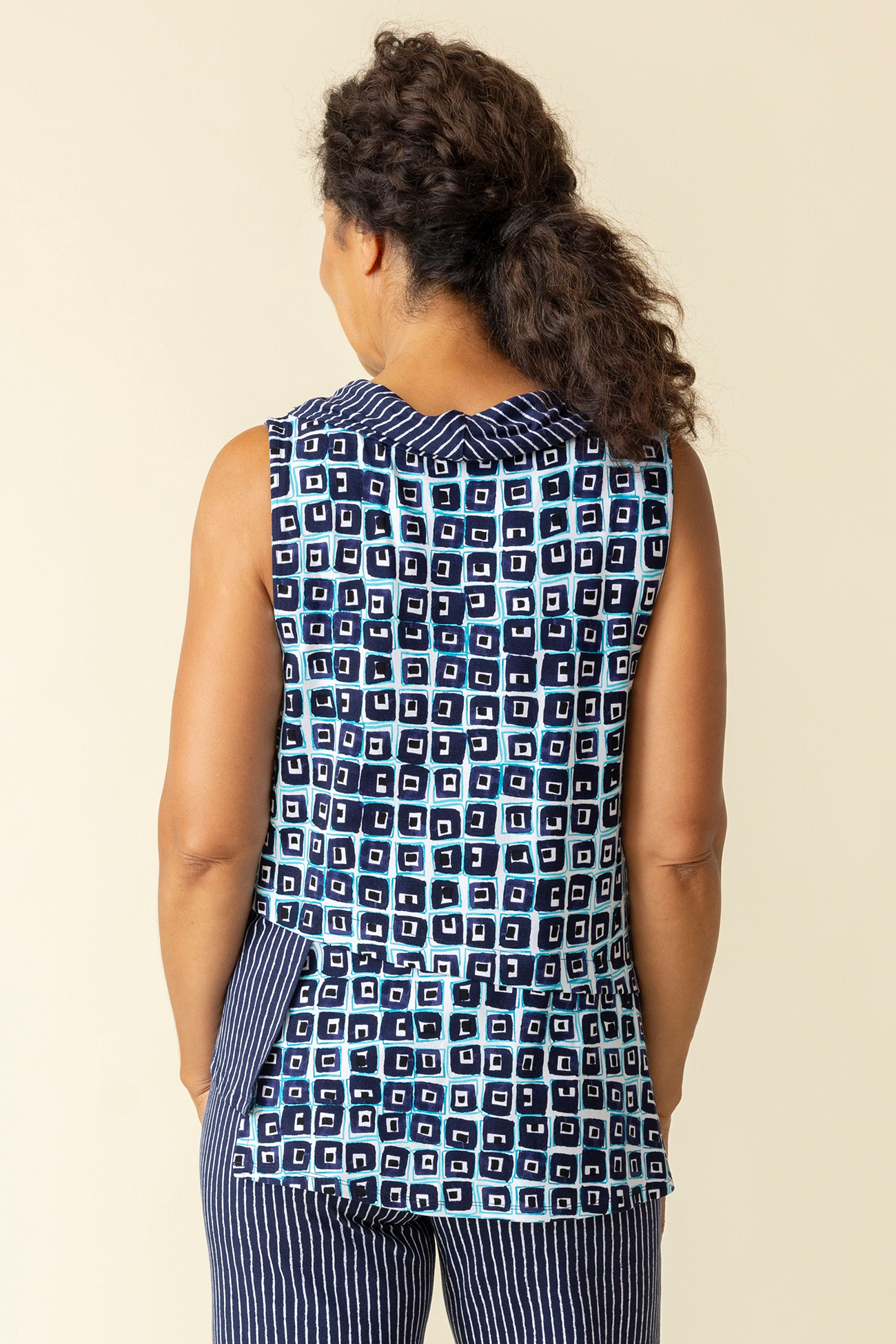 Habitat's Mixed Cowl Top in Navy