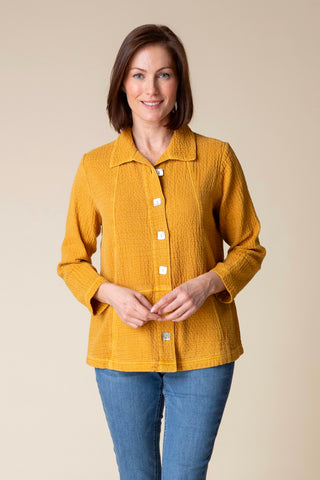 The Sun Washed Jacquard Seamed Pocket Jacket from Habitat in Honey