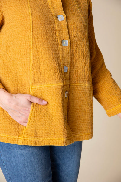 The Sun Washed Jacquard Seamed Pocket Jacket from Habitat in Honey