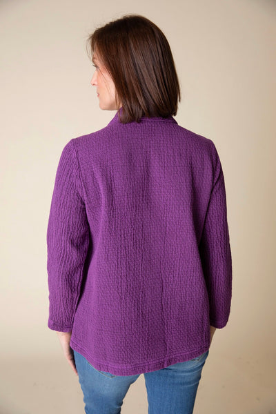 The Sun Washed Jacquard Seamed Pocket Jacket from Habitat in Plum