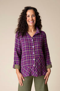 Double Faced Windowpane Tunic in Plum