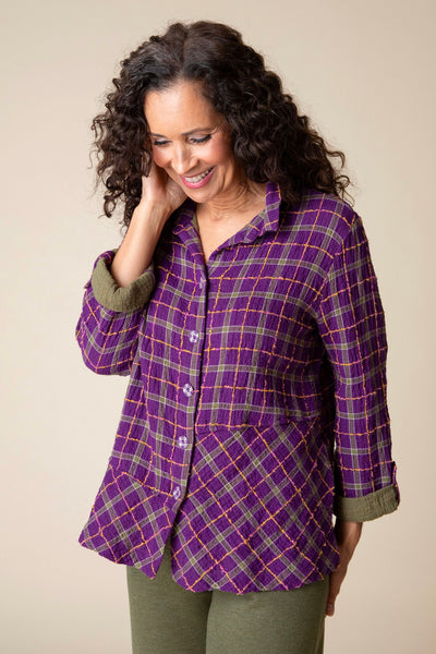 Double Faced Windowpane Tunic in Plum