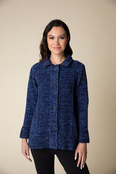 Habitat's Tweedy Chenille Swing Cardigan in Navy