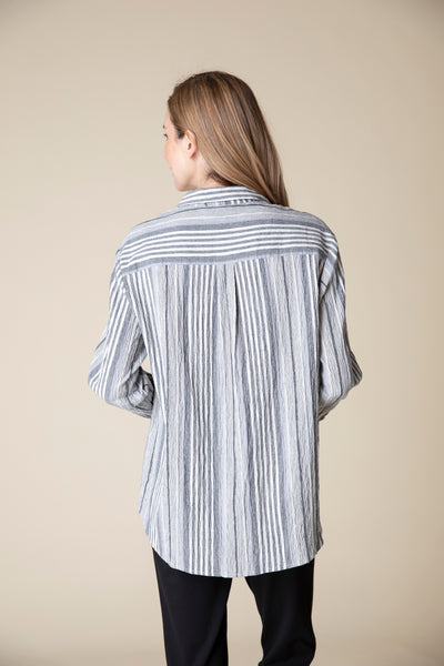 Habitat's Change Your Striped Boyfriend Pocket Shirt in Iron