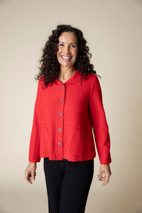 Habitat's Crinkle Crepe Solid Swing Jacket in Apple