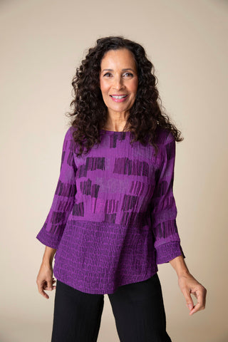 Habitat's Fine Lines Side Button Tunic in Plum