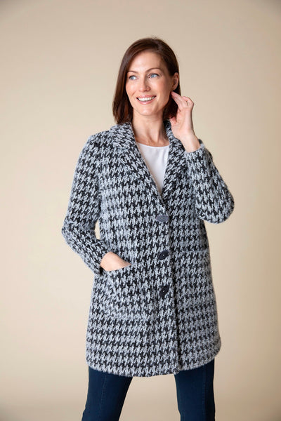 Habitat's Houndstooth Car Coat in Black