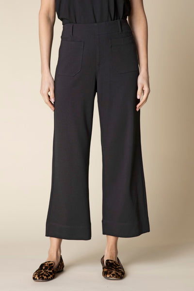 Habitat Luxe Ponte Cropped Wide Leg Pant in Black