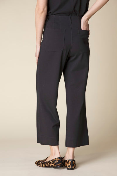 Habitat Luxe Ponte Cropped Wide Leg Pant in Black