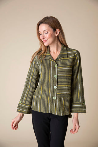 Habitat's Mixed Stripe Pocket Top in Olive