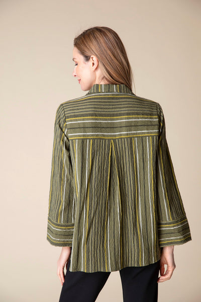 Habitat's Mixed Stripe Pocket Top in Olive