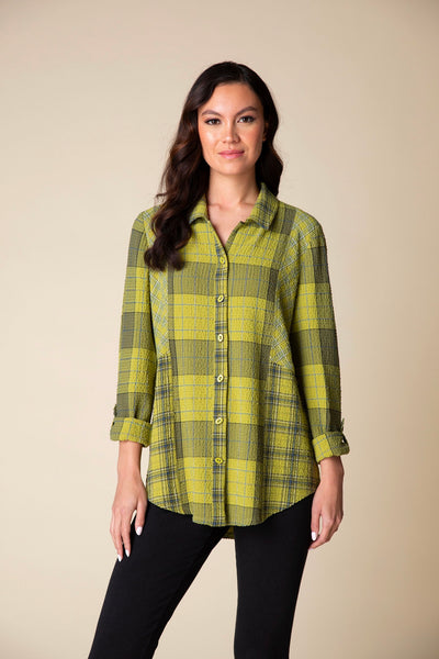 Habitat Clothing Plaid Boyfriend Tunic in Pear