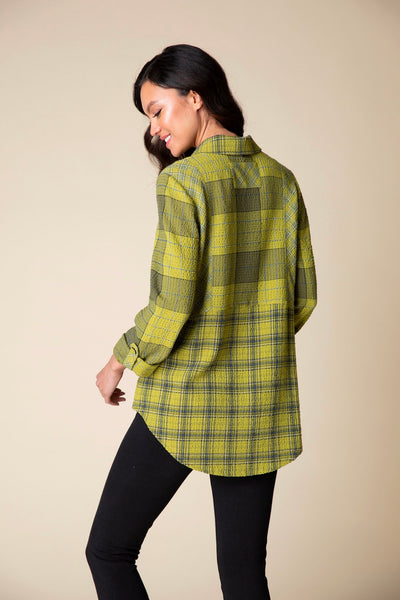 Habitat Clothing Plaid Boyfriend Tunic in Pear