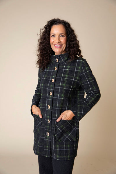 Habitat Windowpane Speckle Plaid Car Coat in Black