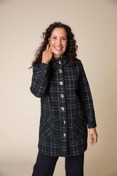 Habitat Windowpane Speckle Plaid Car Coat in Black