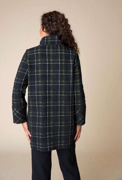 Habitat Windowpane Speckle Plaid Car Coat in Black