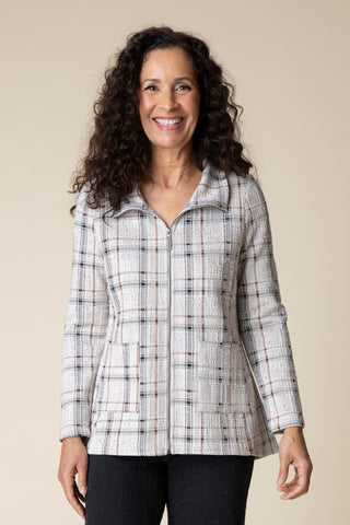 Habitat's Windowpane Plaid Swing Jacket in Putty