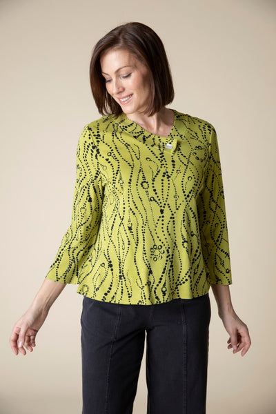 Habitat Wavy Dots Crossover Top in Pear