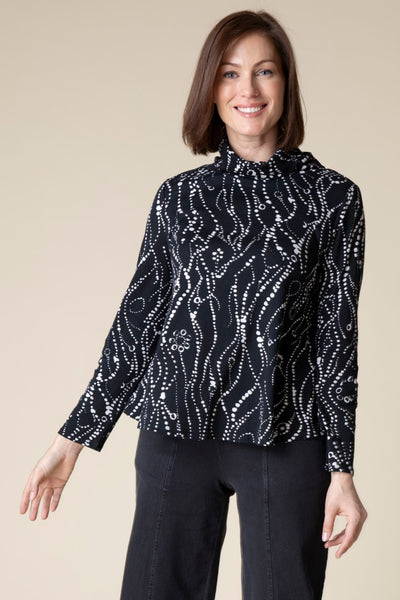 Habitat Wavy Dots Crossover Top in Black